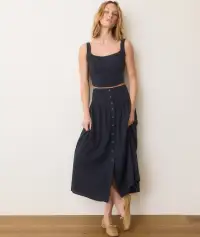 Jade Button Through Skirt