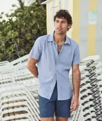 Better-Than-Linen Short Sleeve Shirt(Small,Chambray)