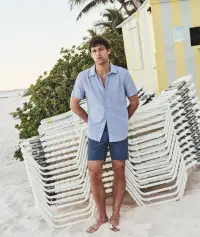 Better-Than-Linen Short Sleeve Shirt(Small,Chambray)