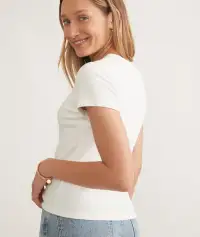 Lexi Rib Sun-In Crew Tee(Extra Small,Antique White)