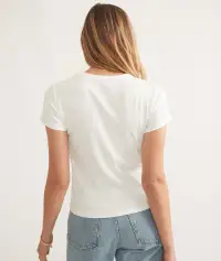Lexi Rib Sun-In Crew Tee(Extra Small,Antique White)