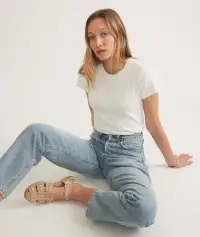 Lexi Rib Sun-In Crew Tee(Extra Small,Antique White)
