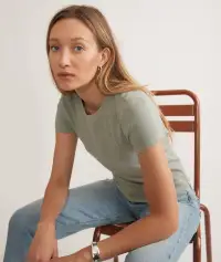 Lexi Rib Sun-In Crew Tee(Extra Small,Shadow)