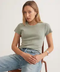 Lexi Rib Sun-In Crew Tee(Extra Small,Shadow)