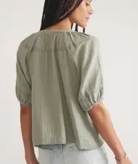 Wren Puff Sleeve Top(Extra Small,Faded Olive)
