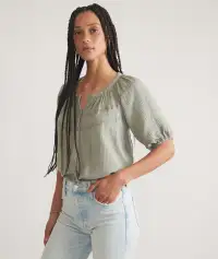 Wren Puff Sleeve Top(Extra Small,Faded Olive)