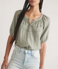 Wren Puff Sleeve Top(Extra Small,Faded Olive)