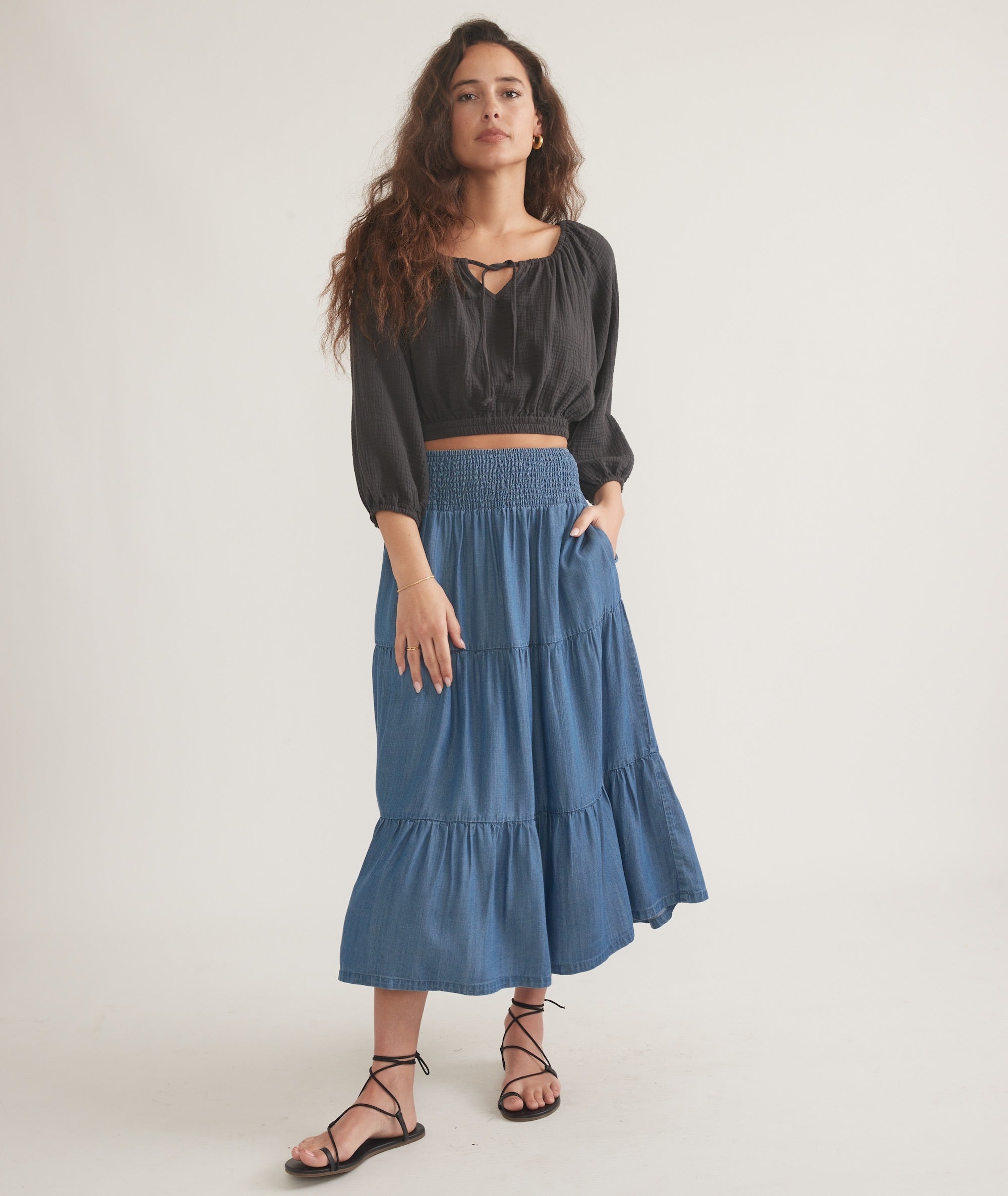 Corinne Chambray Maxi Skirt