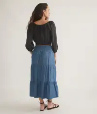 Corinne Chambray Maxi Skirt(Extra Small,Medium Wash)