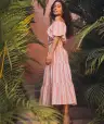 Corinne Textured Maxi Skirt(Extra Small,Textured Pink Stripe)