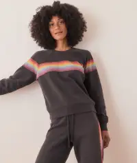 Anytime Sweatshirt(Extra Small,Washed Black Stripe)