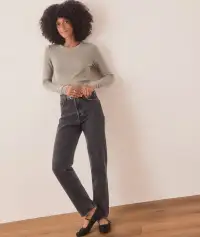 Lexi Rib Sun-In Longsleeve Crew Tee(Extra Small,Shadow)