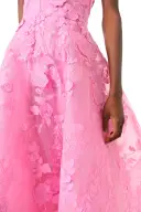 Strapless Lace Tea Length Dress(2,Pink Carnation)