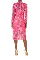 Long Sleeve Lace Sheath Dress(2,Fuchsia Multi)