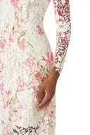 Long Sleeve Lace Sheath Dress(6,Silk White Fuchsia)