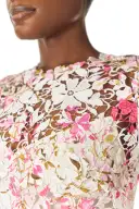 Long Sleeve Lace Sheath Dress(6,Silk White Fuchsia)