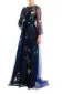 Jewel Neck Puff Sleeve Embroidered Tulle Gown(4,Navy Multi)