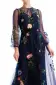 Jewel Neck Puff Sleeve Embroidered Tulle Gown(4,Navy Multi)