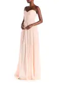 Strapless Draped Chiffon Gown(2,Pale Pink)