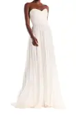 Strapless Draped Chiffon Gown(2,Silk White)