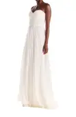 Strapless Draped Chiffon Gown(2,Silk White)