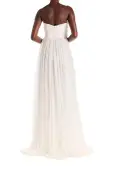 Strapless Draped Chiffon Gown(2,Silk White)
