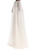 Floor Length Chiffon Evening Cape(SMALL,Silk White)