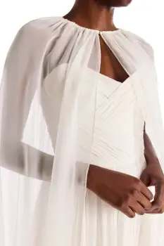 Floor Length Chiffon Evening Cape(SMALL,Silk White)