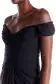 Off the Shoulder Draped Chiffon Gown(2,Noir)