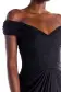 Off the Shoulder Draped Chiffon Gown(2,Noir)