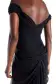 Off the Shoulder Draped Chiffon Gown(2,Noir)
