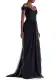 Off the Shoulder Draped Chiffon Gown(2,Noir)