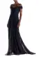 Off the Shoulder Draped Chiffon Gown(2,Noir)