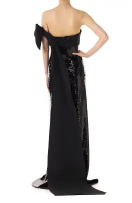 Strapless Gown with Bow(4,Noir)