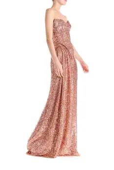 Strapless Sequin Column Gown(2,Rose Gold)