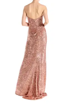Strapless Sequin Column Gown(2,Rose Gold)