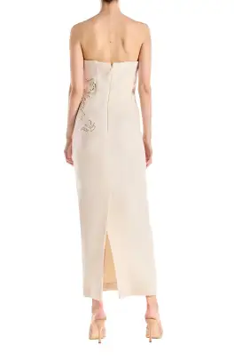 Strapless Embroidered Wool Dress(2,Silk White)