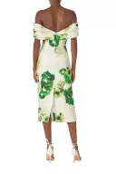 Off the Shoulder Floral Dress(2,Silk White/Green)