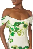 Off the Shoulder Floral Dress(2,Silk White/Green)