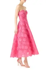 Full Skirted Lace Cocktail Dress(2,Pink Rose)