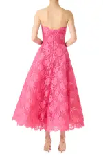 Full Skirted Lace Cocktail Dress(2,Pink Rose)