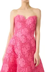 Full Skirted Lace Cocktail Dress(2,Pink Rose)