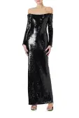 Off the Shoulder Sequin Gown(2,Noir)