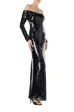 Off the Shoulder Sequin Gown(2,Noir)