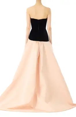 Strapless Drop Waist Ball Gown(4,Noir/Pale Blush)
