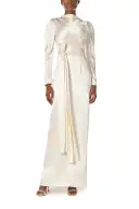 Long Sleeve Satin Gown
