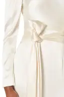 Long Sleeve Satin Gown(2,Silk White)