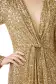 Deep V-Neck Sequin Gown(4,Gold)
