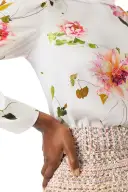 High Neck Floral Blouse(2,Silk White/Multi)