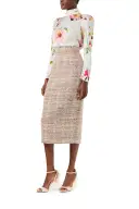 High Neck Floral Blouse(2,Silk White/Multi)